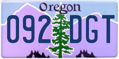 OR license plate 092DGT