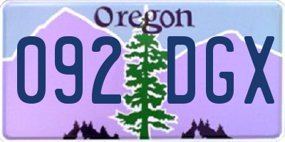 OR license plate 092DGX