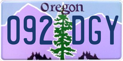 OR license plate 092DGY