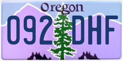 OR license plate 092DHF