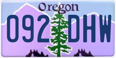 OR license plate 092DHW
