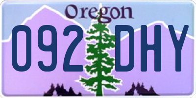 OR license plate 092DHY