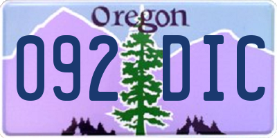 OR license plate 092DIC
