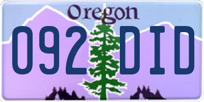 OR license plate 092DID