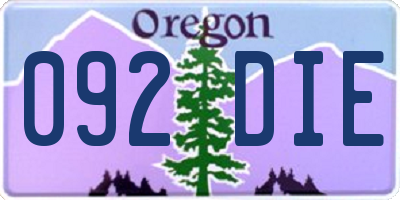 OR license plate 092DIE