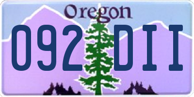 OR license plate 092DII