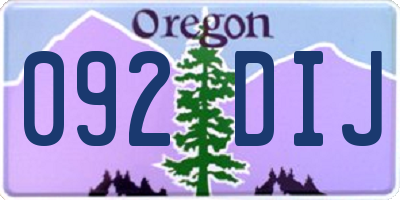 OR license plate 092DIJ