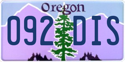 OR license plate 092DIS