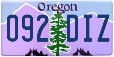 OR license plate 092DIZ
