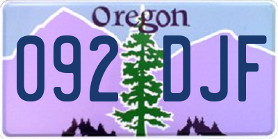 OR license plate 092DJF