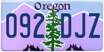 OR license plate 092DJZ