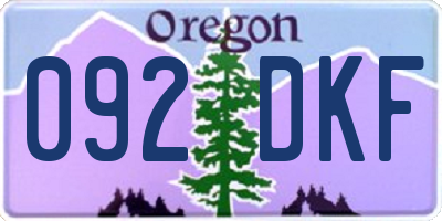 OR license plate 092DKF