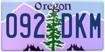 OR license plate 092DKM