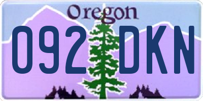OR license plate 092DKN