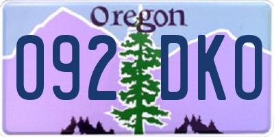 OR license plate 092DKO