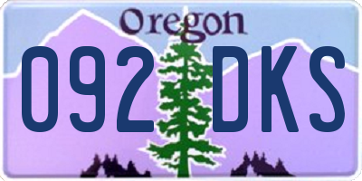 OR license plate 092DKS