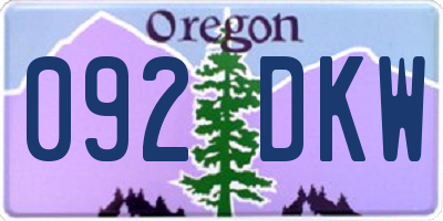 OR license plate 092DKW