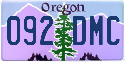 OR license plate 092DMC