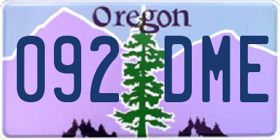 OR license plate 092DME