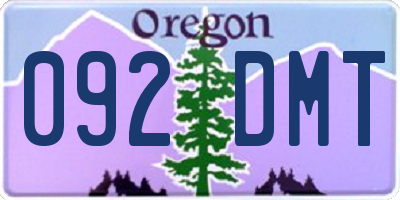 OR license plate 092DMT