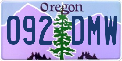OR license plate 092DMW
