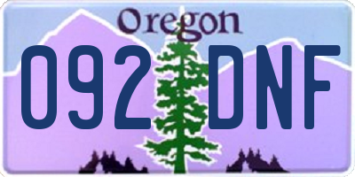 OR license plate 092DNF