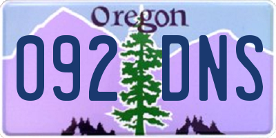 OR license plate 092DNS
