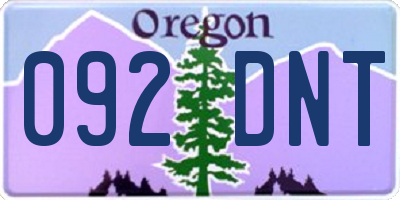 OR license plate 092DNT
