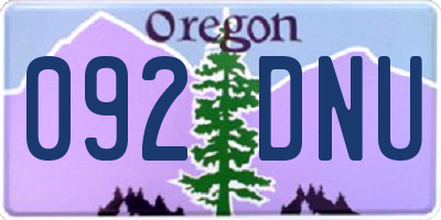 OR license plate 092DNU
