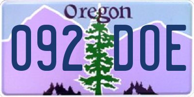 OR license plate 092DOE
