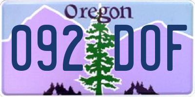 OR license plate 092DOF