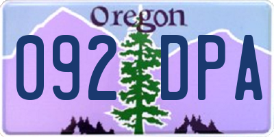 OR license plate 092DPA