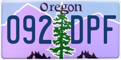 OR license plate 092DPF