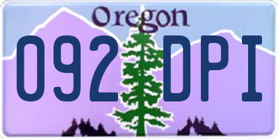 OR license plate 092DPI