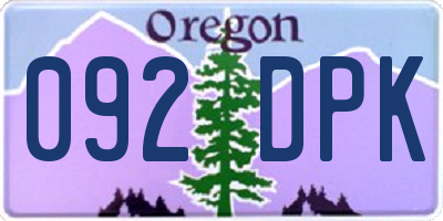 OR license plate 092DPK
