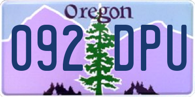OR license plate 092DPU