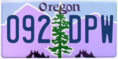 OR license plate 092DPW
