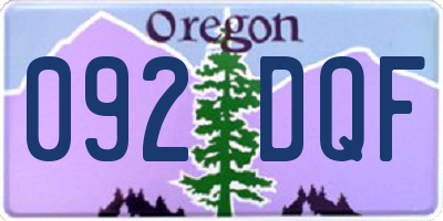 OR license plate 092DQF