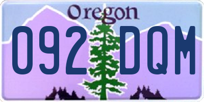 OR license plate 092DQM