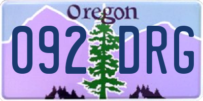 OR license plate 092DRG