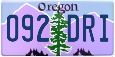 OR license plate 092DRI