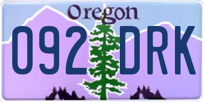 OR license plate 092DRK