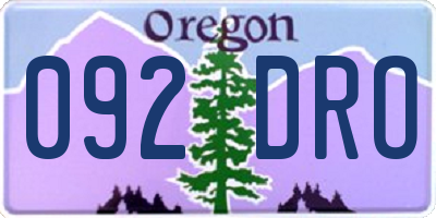 OR license plate 092DRO