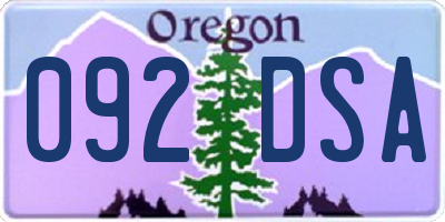 OR license plate 092DSA