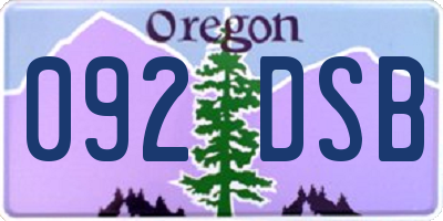 OR license plate 092DSB