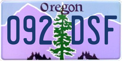 OR license plate 092DSF