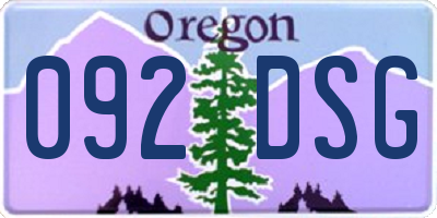 OR license plate 092DSG