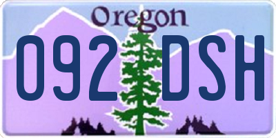 OR license plate 092DSH