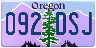 OR license plate 092DSJ