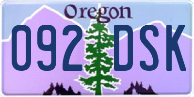 OR license plate 092DSK